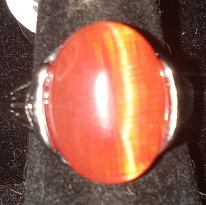 BLOWOUT Ladies Beautiful ORANGE Cat's-eye Stone Ring SZ 8